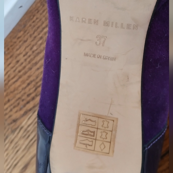 Suade Karen Millen Purple Peep Toe Heels - Picture 5 of 8